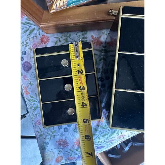 1980's Set/2 matching jewelry boxes medium small Otagiri Japanese chic vintage - Picture 6 of 9